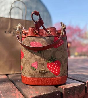 Coach Bags | Coach Mini Skinny ID Case with Wild Strawberry Print | Color: Red | Size: Os | Alessiachic's Closet