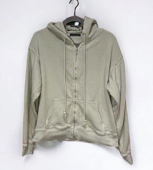 Brandy Melville Light Green Zip-Up Hoodie Sweatshirt - M/L (Approx