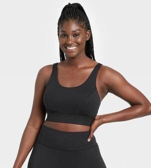 All In Motion Medium Support Soft Ribbed Sports Bra in Black - $9