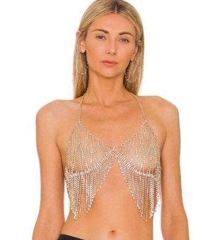 8 Other Reasons Fringe Bra Top Gold Womens Size OS - $66