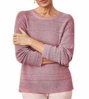 J.Jill Sweater light weight crochet knit long sleeve Size XS