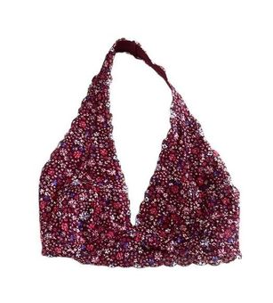 Gilly Hicks Purple Floral Halter Bralette Size XS