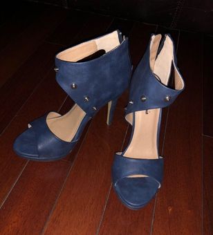 navy studded heels