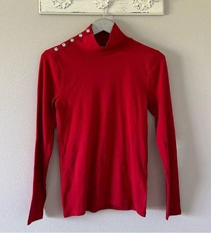 J.Crew Red Perfect-fit Turtleneck with Jewel Buttons Style BM342 NEW Size M  - $45 New With Tags - From Kayla