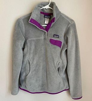 Patagonia Retool Snap-T Fleece Pullover Jacket Grey Purple Women's Size  Small