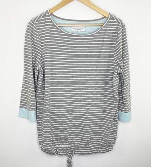 Karen Neuburger Encore Light Blue Grey Striped PJ Shirt Women s