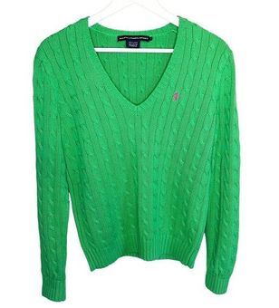 Ralph Lauren Sport Women's Sweater Green Cable Knit Large - $35 - From Janet