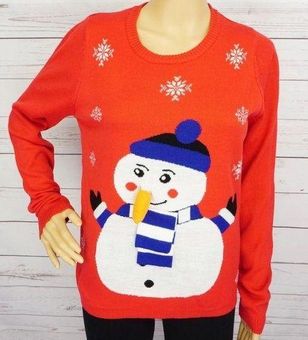 Esmara Christmas Snowman Red $10 Embellished Sleeve Pullover - Sweater Long Size Cute From S 