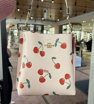 COACH Cherries Print Shoulder Bag in White