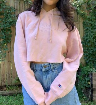 Pink crop champion hoodie clearance