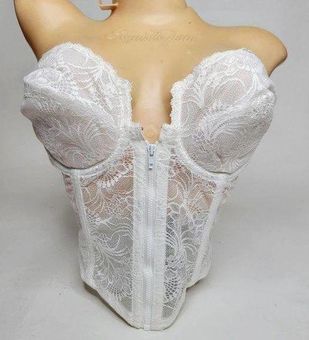 VTG Vintage Smoothie White Lace Zip Front Underwire Corset Bustier 36C Size  undefined - $34 - From August