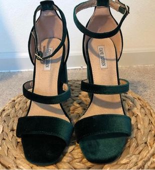 emerald block heels