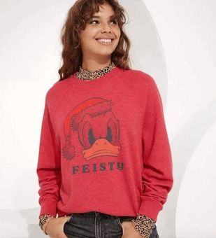 American Eagle Disney X AE Feisty Donald Duck Sweatshirt Red