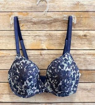 On Gossamer Blue Triple Mesh Bump It Up Push Up Bra Size 32D