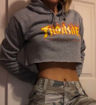 Thrasher Cropped Hoodie Gray - $12 - From Olivia