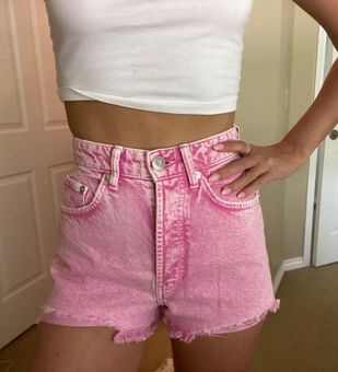 pink zara jean shorts