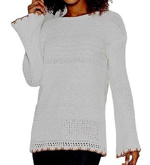 Knox Rose White Knit Pullover Sweater Tunic Bell Sleeves & Trim Women's Sz  Small White - $20 (50% Off Retail) - From Katrina