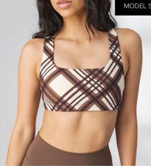 Checkered Pattern Racer Back Sports Bra