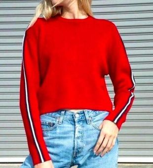 Brandy Melville red striped cropped polo