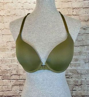 Victoria's Secret Olive Green Front Clasp Clip Racerback Perfect Shape Bra  34D Size undefined - $25 - From Ashley