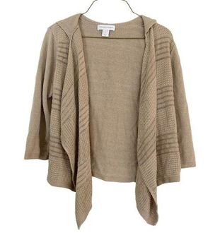 Christopher & Banks tan open drape front hooded cardigan sweater