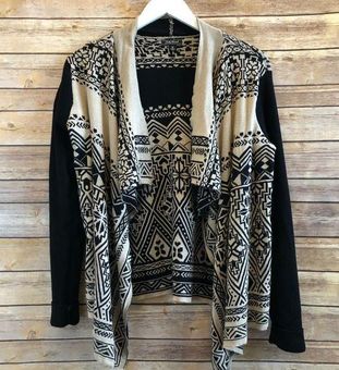 Lucky Brand Aztec Waterfall Open Front Cardigan Sweater Size