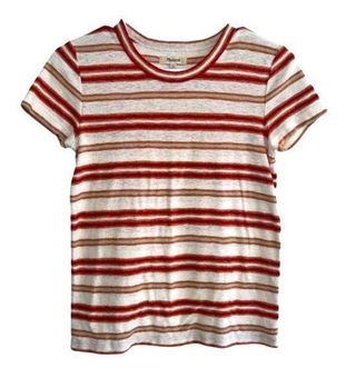 Madewell Orange & White Striped Tee SZ XS. OBO - $17 - From