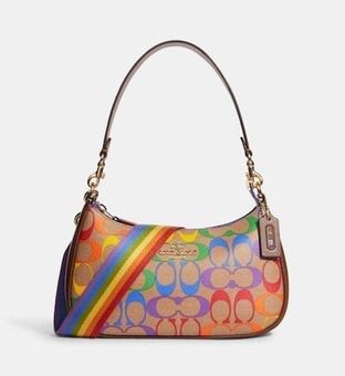 COACH®  Multifunction Card Case In Rainbow Signature Canvas