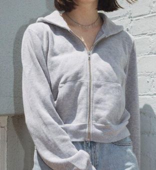 Brandy Melville Gray Full Zip Cropped Jacket 20 28 Off Retail