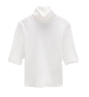 White Short Sleeve Turtleneck