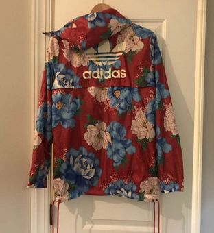 Adidas Women's Small Red Originals Chita Linear Windbreaker S Jacket Floral  Tropical - $78 - From Brooklyn