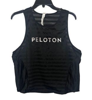 Lululemon Peloton Black Mesh Striped Tank Top Size 10 - $28