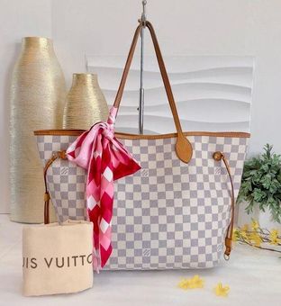 Louis Vuitton Neverfull medium model shopping bag in azure damier