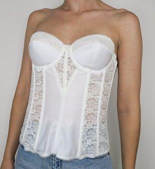 Dominique White Satin & Lace Torsolette Bustier Corset Bra Top Size  undefined - $45 - From Allison