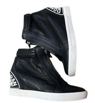 dobbelt tør supplere Donna Karan DKNY Wedge Bootie Sneakers 9 Black White High Top Zipper  Leather Size undefined - $41 - From Meredith