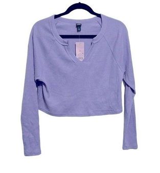 Wild Fable NWT Women's Purple V Neck Waffle Knit Long Sleeve