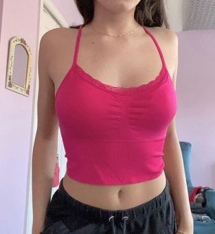 No Boundaries NWOT Hot pink lace trim crop top / bralette - $15 (25