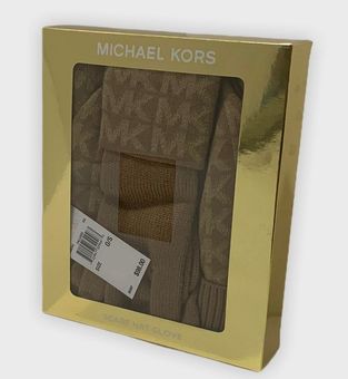 Buy the Michael Kors Brown Double Sided Monogram Scarf