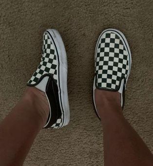 olive green checkered vans