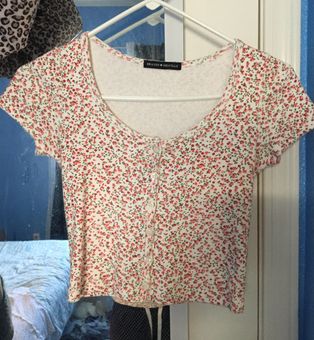 Brandy Melville RARE Red And Pink Floral Zelly Top Multiple - $21