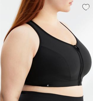 Glamorise Sport Zip Up Front Closure Sports Bra - Black