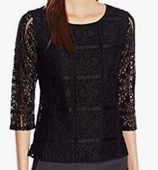 Adrianna Papell 3 4 Sleeves Lace Top NWOT Black Size L 27 53