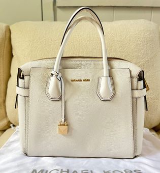 Michael Kors Leather Mercer Belted Satchel White - $102 (59% Off