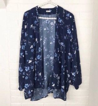 Hollister Navy Floral Oversized Kimono Blue 15 From Shop