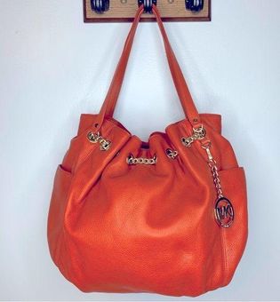 Michael Kors MICHAEL Jet Set Chain Ring Leather Tote in Tangerine