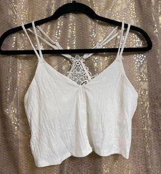 Aerie white ribbed bralette lace racerback crop top, S NWOT - $22 - From  Jessica