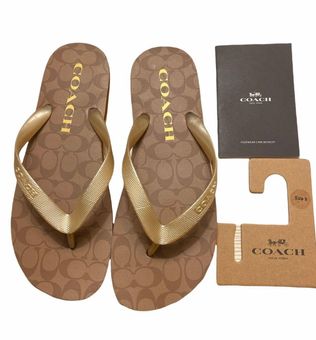 Coach NWT Zak Sig Flip Flop. Size 8 Gold - $47 (18% Off Retail) New With  Tags - From Andrea