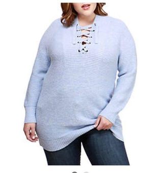 Lucky Brand Lace-Up Sweater NWT 3X Blue - $41 New With Tags - From Kristi