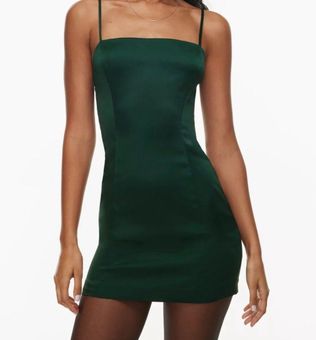 Aritzia Satin Shimmer Green Mini Dress - $75 (23% Off Retail
