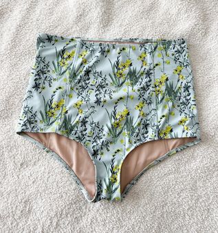 Kortni Jeane Mint Blue Floral High Waisted Swim Bottoms Green - $20 (59%  Off Retail) - From Payton